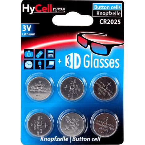 HyCell Piles lithium CR2025 3V (6 pces) (1/4)
