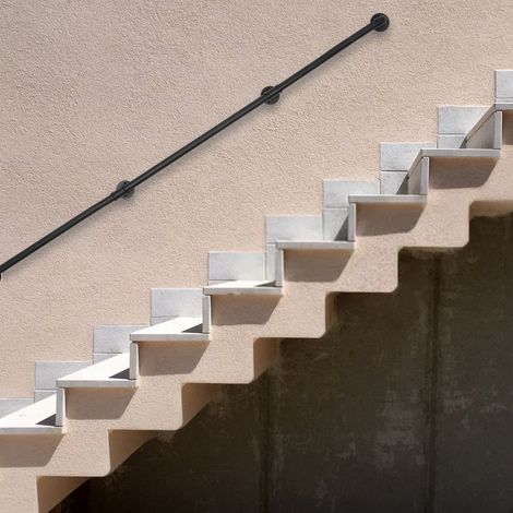 Noir Main Courante Balustrade Longue Marche Pied Courante Industrielle Main Courante 12 FT (1/5)