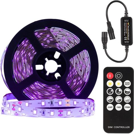 Ruban LED, Bande LED, LED Stripe, Lumière violette, 5M, avec télécommande (1/5)