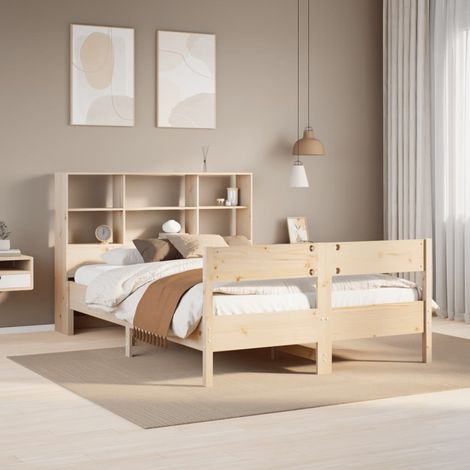 Bookcase Bed without Mattress 150x200 cm King Size Solid Wood Pine vidaXL (1/5)