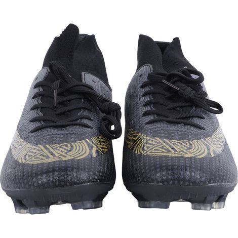Chaussures de football pour hommes, chaussures de football montantes pour femmes, chaussures de football à lacets, chaussures de compétition, chaussures d'entraînement, noires (à crampons), pointure 4 (1/5)