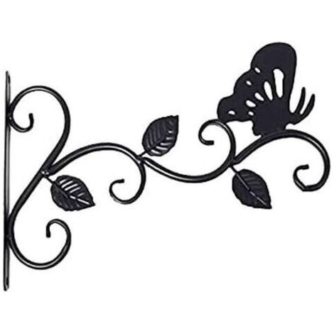 Lot de 1 Supports pour Plantes Suspendues Noir, 12 Pouces Suspension Mural Crochet Plante en Métal, Suspension d'Accessoires pour Plantes Antirouille et Robuste en Forme de Papillon (1/5)