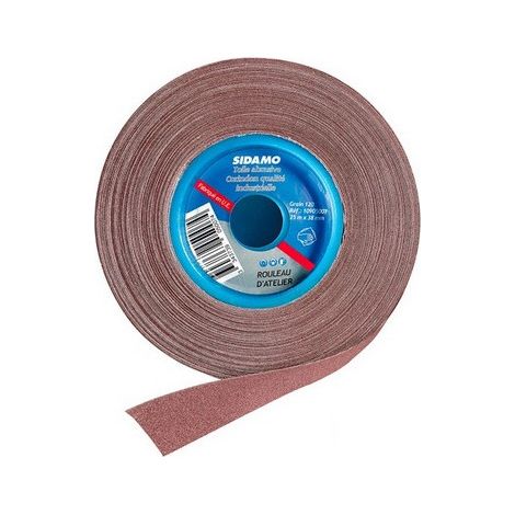 Sidamo - Rollo abrasivo de taller 25 m x 38 mm Grano 80 Corindón