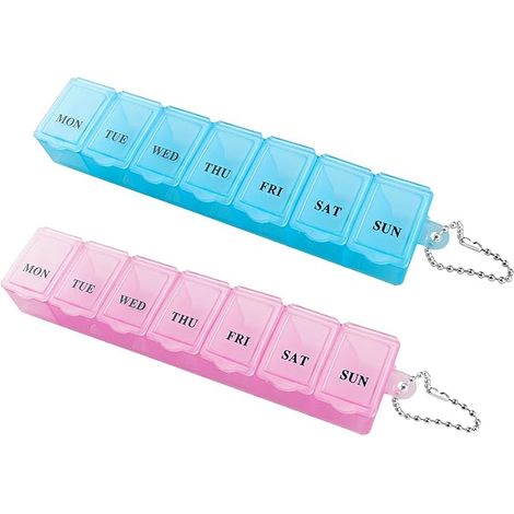 Lot de 2 piluliers, distributeur de pilules pour 7 jours (1 prise par jour), étui de rangement portable pour médicaments, boîte à comprimés, organisateur de pilules (1/5)