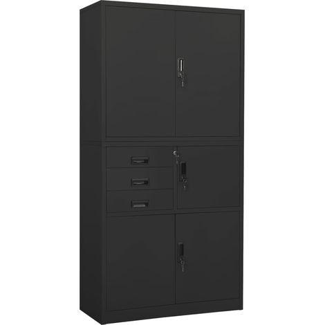 Armoire de bureau 90x40x180 cm en acier avec portes et compartiments différentes couleurs Couleur : Anthracite (1/5)