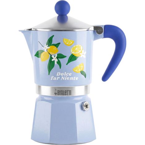 BIALETTI Macchina Da CaffÃ¨ Moka Rainbow Fruit Vibes Azzurro 3 Tazze
