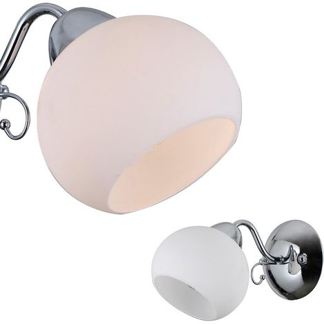 Italux Masseri - Stilisierte Wandleuchte Chrom, Weiß 1 Licht mit weißem Schirm, E27 (1/3)