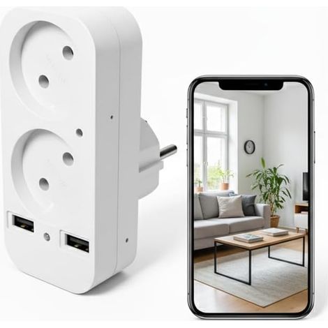 Caméra Prise, Mini Caméra HD 1080P, Moniteur d'Intérieur, Fiche Européenne à 2 Broches, USB Type A/C, WiFi (1/5)