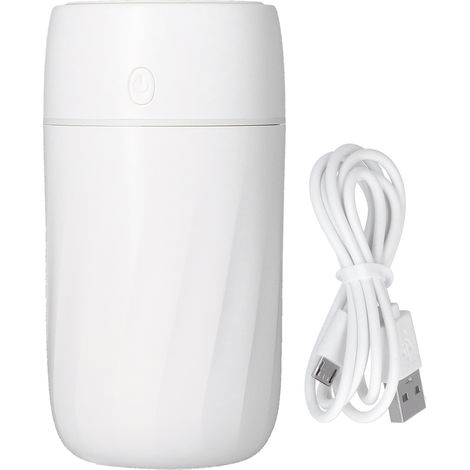Mini humidificateur portable 300 ml avec lumières colorées et connexion USB, idéal pour la maison, la chambre, le bureau ou la voiture (blanc). (1/5)