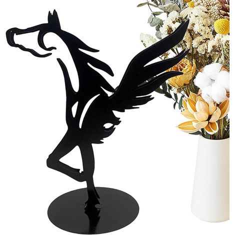 Metal Horse Statue Sculpture, Modern Rustic Animal Metal Statues, Black Decorative Statues for Horse Lovers Gift, Home Garden Ornament Figurine Decor Art Craft(Black) (1/5)