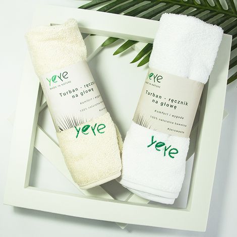 Turbante - toalla para la cabeza 100% algodón natural Yeye White (1/5)