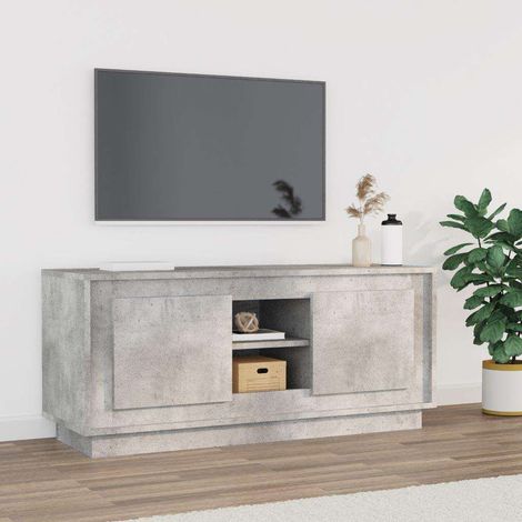 vidaXL TV Cabinet Concrete Grey 102x35x45 cm Engineered Wood (1/5)