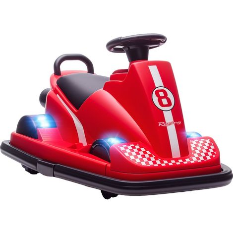 Elektrisches Bumper-Car für Kinder, drehbares 360° Rennauto mit Lenkrad und Musik, robustes Metall und Kunststoff 74x53x48 cm, Rot (1/5)