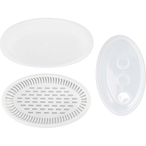 Cocoarm Fischdämpferplatte mit Dampfwellen-Dampfkorb und Deckel für die Küche, hergestellt aus lebensmittelechtem PP-Material, wärmeleitend. (1/5)