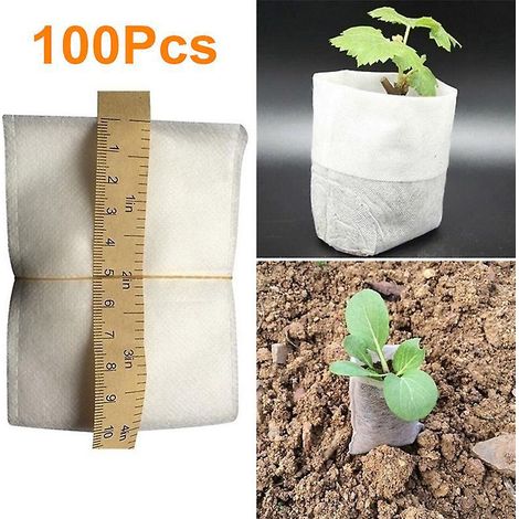 Filiyano-Sacs à plantes biodégradables non tissés - Cultivez vos plantes dans des sacs en tissu, pots pour jardin, 100 pièces (8x10 cm)
