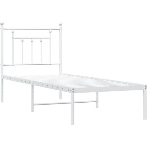 vidaXL Cadre de lit métal sans matelas avec tête de lit blanc 75x190cm (1/5)