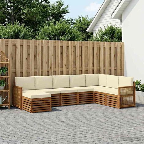 vidaXL Outdoor-Sofagarnitur mit Kissen 6 pcs Natur und Creme (1/5)