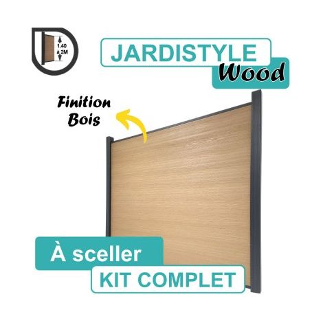 Kit Clôture Composite Bois Clair 16,2M - A Sceller - 1,55 mètre