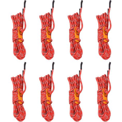 Cordes de haubanage avec clés réfléchissantes 8 pcs 4 m 4 mm, corde de haubanage, corde de haubanage réfléchissante, 4008134