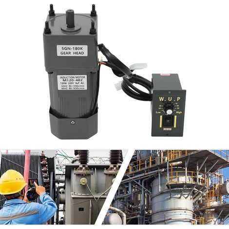Moteur à engrenages CA 220 V CW/CCW Speed réglable Engrenage métallique 120 W 180 K pour différentes industries telles que l'emballage, l'impression, l'alimentation, le textile et les machines (1/5)