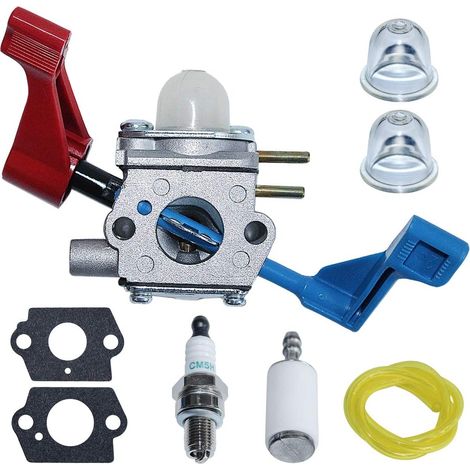 530071629 Carburetor Fuel Line Filter Spark Plug Primer Bulb w/Gasket Kit Fit Poulan FL1500 FL1500LE Carb Zama C1U-W12A C1U-W12B Leaf Blower Replacement Parts. (1/5)