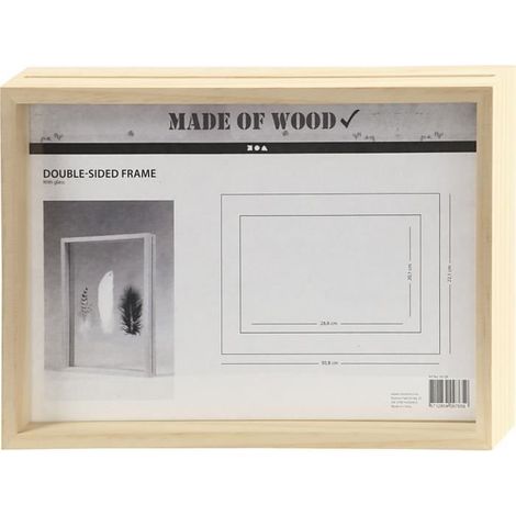 Cadre double face en bois avec ouverture sur le dessous et double vitrage. réf 56128