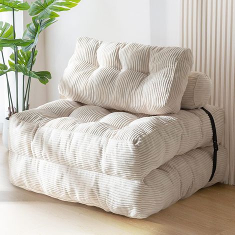 Canapé-lit pliable et convertible avec oreiller, matelas avec support dorsal, fauteuil-lit portable et confortable pour salon, chambre à coucher, beige (1/5)