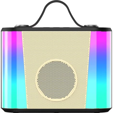 Enceinte Bluetooth sans fil V6 (beige) pour la maison, enceinte karaoké couleur. (1/5)