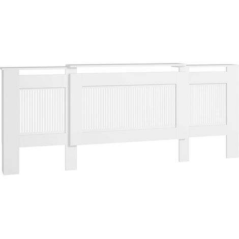Cache-radiateur, design lamellaire, longueur réglable 125 - 201 cm, MDF, blanc