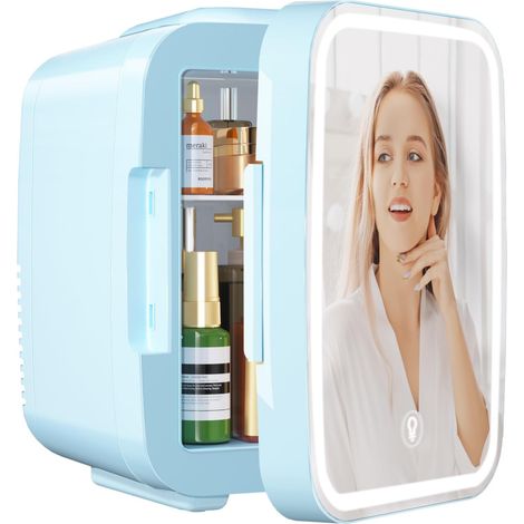 Mini réfrigérateur YASHE MFA-5L-P 4 L bleu, miroir LED, froid/chaud, AC/DC