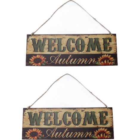 Lot de 2 panneaux décoratifs muraux en bois avec tournesol pour Halloween, à suspendre, pour la décoration intérieure et extérieure. (1/5)