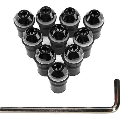 10 vis M5 x 16 mm pour pare-brise de moto, vis de carénage pour moto et une clé à vis pour tous les motos avec pare-brise de taille M5 (Noir)