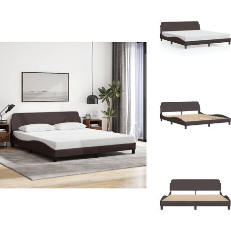 Bettgestell ohne Matratze Dunkelbraun 180x200 cm Stoff - Bettsofa - Doppelbett - Boxspringbetten - Lattenrost - Holzrahmen (1/5)
