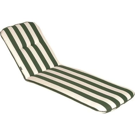 Coussin de chaise longue réversible JARDIN PRIVE Cancale vert et blanc rayé 184 x 59 x 5,5 cm