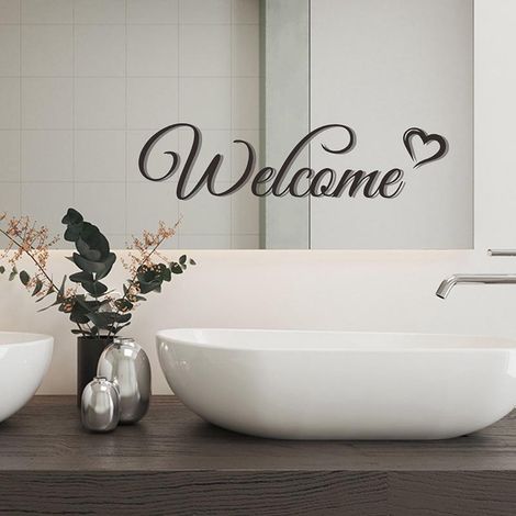 Lot de stickers muraux adhésifs pour porte d'entrée, chambre, salon - Décor mural autocollant avec message de bienvenue, autocollant de maison, déco intérieure (1/5)