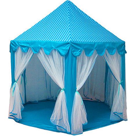 Tente de jeu pour enfants, portable et pliable, spacieuse et élégante, idéale pour l'intérieur (bleue). (1/5)