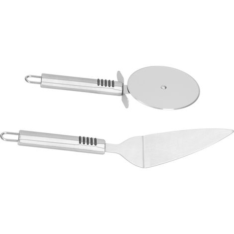 Pizzaschneider, 2-teilig, Edelstahlklinge, poliert, ergonomischer Griff, Schaufelform, rollender Schnitt (1/5)