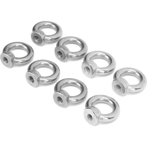 Lot de 8 écrous à œil en acier inoxydable pour le levage extérieur dans l'industrie maritime (yachts, bateaux à moteur, navires d'assaut), capacité de charge M8 : 140 kg (1/5)