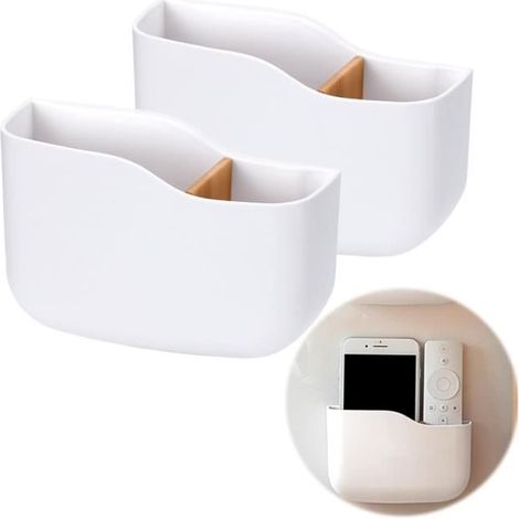 Lot de 2 supports de télécommande autocollants - Organiseur mural pour téléphone portable - Support mural pour lecteur (1/4)