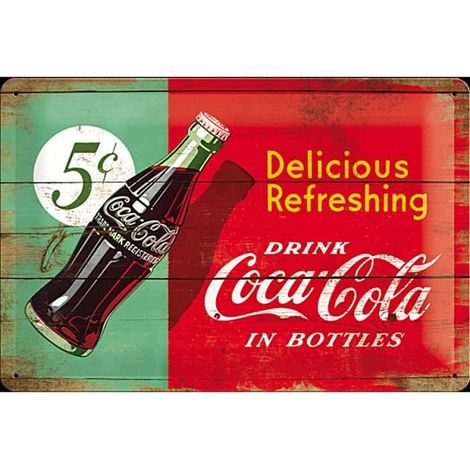 Décoration murale - Coca Cola - Signe de métal - Rouge - 300mm x 200mm - Relief convexe