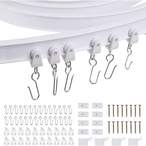 5 Meter langes PVC-Schienenhaken-Set, U-förmig, geräuscharm, verdickt, flexible Führungsschiene, Gardinenschiene, Gardinenhaken-Zubehör (1/5)