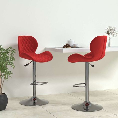 vidaXL Tabourets de bar lot de 2 rouge bordeaux velours (1/5)
