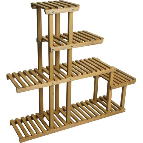 [NEUWERTIG] Pflanzregal HHG-490, Blumentreppe Standregal Regal Blumenständer, 5 Ablagen, 95x105x25cm Outdoor Tanne Holz FSC, braun