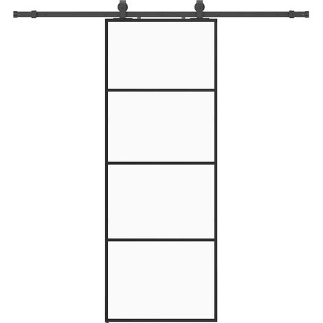 Maison Exclusive - Schiebetür mit Beschlag Schwarz 76x205 cm ESG-