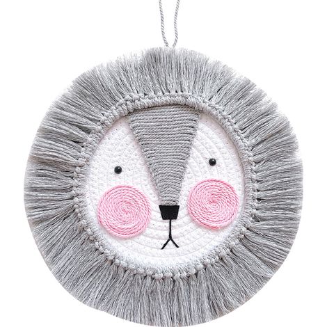 Pendentif Murale Macramé - Tête D'Animal Enfant - Décoration Murale Pour Chambre Bébé - 26 cm - Lot De 1 (1/5)