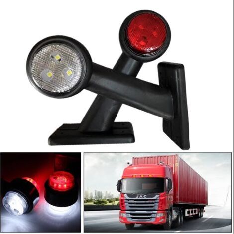 Lot de 2 feux de gabarit de remorque, 2 x 8 LED, 12 V, blanc et rouge, pour remorque, camion, caravane, 15 cm (1/5)