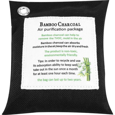 Sachet purificateur d'air 8 couleurs, charbon actif de bambou, désodorisant voiture, élimine les odeurs, noir (1/5)
