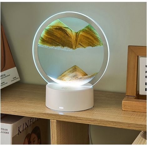 Photos de sable à tourner avec lumière LED, sable fin, art de sable en mer profonde, art de sable en mouvement, lampe de table 3D, peinture à sable fluide, image de sable dynamique 16x9.5x19cm-C (1/4)