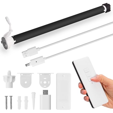 Motor tubular para cortinas de 38 mm con receptor Wifi externo, batería de litio de 2600 mAh y freno integrado, control (1/5)