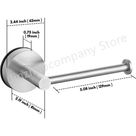 (Argent Taille 1) Porte-rouleau de papier toilette/essuie-tout en acier inoxydable, sans perçage, pour cuisine, salle de bain et toilettes. Étagère de rangement allongée. (1/5)